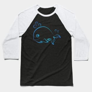 cute blue Whale doodle Baseball T-Shirt